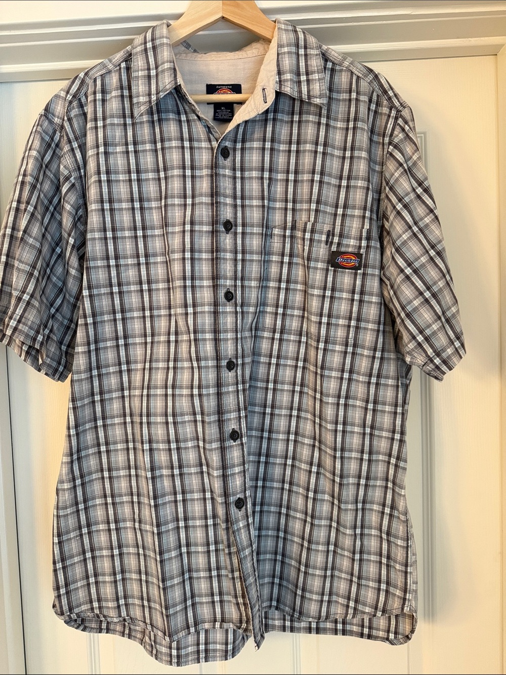Dickies Plaid Print Relaxed Fit Short Sleeve Button Down Work Shirt Size XL